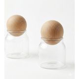 Empressco Üçer Ahşap Ahşap Top Kapaklı Cam Baharatlık Seti 2 Adet 250 ml - Fiyatı, Yorumları - 1 lt