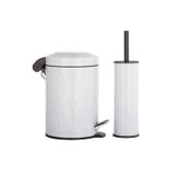 Empressco Vintage 2 Li Çöp Kovası Çöp Kutusu Banyo Seti Çizgili Model Beyaz 5 Litre Ve Wc Fırçası Seti