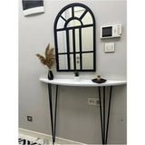 Empressco Yarım Ay Oval Dresuar, Beyaz, 100CM, Siyah Ayak, Şık ve Modern Tasarım - 1/100 Toz Ceviz