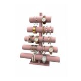 Empressco Yerli Üretim Süet Kumaş Pembe Renk Beş Kademeli 45/34 cm Bileklik-Saat Sergileme Standı