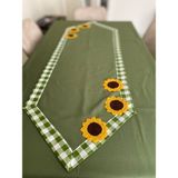 Empressco Yeşil Keten Ayçiçek Örgülü Runner 40X120 Cm, Şık ve Doğal Dekorasyon Ürünü - 10 x 10 cm