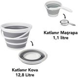 Empressco Yogh Katlanır Katlanabilen Kova 12,8 Litre Katlanır Maşrapa (Koçero) Gri 2 - Altın