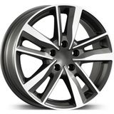 Emr 17 Inç 5X100 Polo Ibiza Taigo Egea Doblo Gun Metal Elmas Kesim Jant Modeli (4 Adet) - Matt Grey Polished