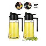 EMR SHOP 2 Adet Çift Fonksiyonlu Cam Yağdanlık 450ml Zeytinyağı Sıvıyağ Şişe Airfryer Sprey Yağlık Sirkelik