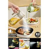 Emr Shop 2'li Çift Fonksiyonlu Cam Yağdanlık 450ML Kulplu Zeytinyağı Sıvıyağ Şişesi Airfryer Sprey Yağlık Emr Home