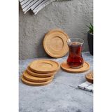 Emr Shop Bambu Çay Tabağı 6 Adet Doğal Bambu Çay Tabağı Altlığı Yuvarlak Dekoratif Bardak Altlığı Seti Emr Home