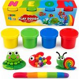 Emrah Gültekin 4 Renk Neon Oyun Hamuru Seti Çocuklar Için Eğitici ve Yaratıcı Hamur Oyuncağı 4'lü Paket
