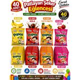 Emrah Gültekin 40 Adet Patlayan Şeker Karışık Paket 4 Aroma Muz Kola Tutti Frutti Çilek Poping Candy