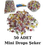 Emrah Gültekin 50 Adet Mini Drops Şeker Karışık Aromalı Sert Şeker Tekli Paket Renkli Bonbon Şeker Hediye Paketinde Gönderim