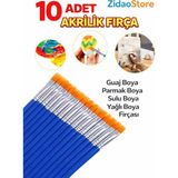 Emrah Gültekin Akrilik Boya Fırçası Seti – Guaj, Sulu, Yağlı ve Parmak Boya Uyumlu Ergonomik Sap Tasarımı Düz Uç (Flat) - 10 Adet Fırça