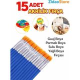 Emrah Gültekin Akrilik Boya Fırçası Seti – Guaj, Sulu, Yağlı ve Parmak Boya Uyumlu Ergonomik Sap Tasarımı Düz Uç (Flat) - 15 Adet Fırça