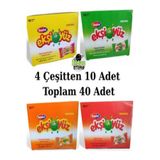 Emrah Gültekin Ekşi Yüz Sakız 40 Adet 4 Aromalı Karışık Paket Kola - Tutti Frutti - Portakal - Karpuz Aromalı