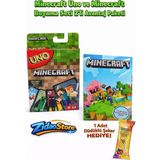Emrah Gültekin Minecraft Uno Kart Oyunu ve Minecraft Boyama Seti 2li Avantaj Paketi Şekerli Düdük Hediyeli Set - Minecraft UNO Kart-boyama