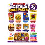 Emrah Gültekin Nostalji Şeker-Sakız Paketi 32 Parça Karışık Sürpriz Tatlı Seti Sakız Çikolata Çocukluk Kutusu