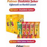 Emrah Gültekin Palmer Düdüklü Şeker 10 Adet + 10 Mini Şeker Hediyeli Okulda Bayramda Dağıtmalı Meyveli Düdük Şeker