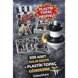 Emrah Gültekin Taraftar Uno Oyun Kartı 108 Adet Kalın Deste Kart Taraftar Topaç Hediyeli Eğlenceli Aile Oyun Seti - Siyah - Beyaz