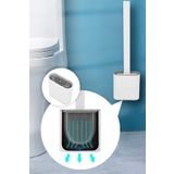 Emrah Gültekin Yeni Nesil Silikon Banyo Tuvalet Klozet Temizleme Fırçası Tutucu Duvara Yapışkanlı Set Siyah Beyaz