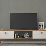 Emre Ahşap Ayaklı Tv Sehpası, Atlantik Çam Beyaz, 140 Cm