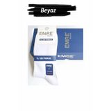 Emre Erkek Pamuklu Likralı Dikişsiz Soket Çorap - 6 Adet Beyaz 40-44