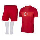 Emre Spor Türkiye Takım Forması Forma Şort ve Tozluk - Kırmızı - Beyaz - XL
