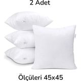 Emrin Ahşap Oyuncak Ve Hediyelik Eşya 2 Adet Premium Kare Kırlent Iç Yastık, Elyaf Dolgulu 45X45 - 45 x 45 cm - Beyaz