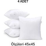Emrin Ahşap Oyuncak Ve Hediyelik Eşya 4 Adet Premium Kare Kırlent Iç Yastık, Elyaf Dolgulu 45X45 - 45 x 45 cm - Beyaz
