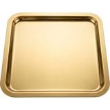 Emrullah Rostfrei Paslanmaz Çelik Kare Sunum Tepsisi 21,5 cm 6'lı (6 Adet) Gold Renk Servis Tabağı