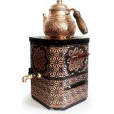 Emsalsan Bakır Jel Yakıtlı Nostaljik Semaver Çay Kazanı 3l Eskitme Vernikli