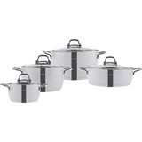 Emsan 16 cm 1,5 Lt Derin Tencere, 20 cm 2,4 Lt Derin Tencere, 24 cm 5,5 Lt Derin Tencere, 24 cm 3,0 Lt Pilav Tencere, 4 Adet Kapak Valerıa 8 Parça Tencere Seti - Çelik