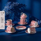 Emsan Arvin New Bone 6 Kişilik Kahve Fincan Takımı 90 ml Kırmızı - Bordo