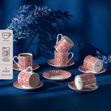 Emsan Arvin New Bone 6 Kişilik Kahve Fincan Takımı 90 ml Kırmızı
