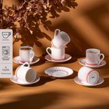 Emsan Belmond New Bone 6 Kişilik Kahve Fincan Takımı 90 ml Turuncu - Bordo