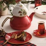 Emsan Christmas Midi Kırmızı Emaye Çaydanlık Takımı