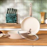 Emsan Crystal 3 Parça Rosegold Tencere Tava Seti Seramik Kaplama 26 cm Ebatında - Rose Gold