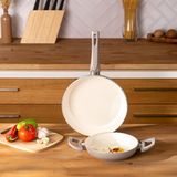 Emsan Crystal Seramik Kaplamalı Kızartma Tavası 26 cm Gri 2 Parça Tava Sahan Seti