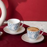 Emsan Ethnic Azur New Bone Mavi 90 ml 2 Kişilik Kahve Fincan Takımı