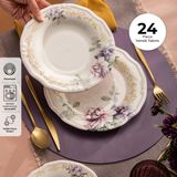 Emsan Flory 24 Parça 6 Kişilik Beyaz Porselen Yemek Takımı