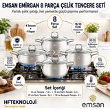 Emsan Indiksüyon Kullanımına Uygun ,emirgan 8 Parça Çelik Tencere Seti - 16-18-22-24 cm