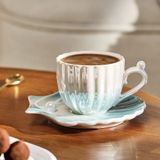 Emsan İstiridye 2 Kişilik Porselen Mavi 90 ml Kahve Fincanı Takımı