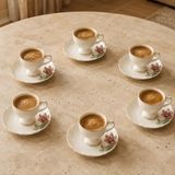 Emsan Jardin Luxe 6 Kişilik Kahve Fincan Takımı - Beyaz - Pembe - 80 ml