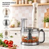 Emsan Karaca Doğrama, Çırpma, Rendeleme ve Dilimleme Için 2000 W Mutfak Robotu, 800 ml Karıştırma Kabı, Buz Kırma Bıçakları ve Çıkarılabilir Aksesuarlar - Bej