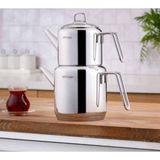 Emsan Karla Çelik Çaydanlık Takımı – 18/10 Paslanmaz Çelik, Ergonomik Saplı, Şık Tasarım - Inox