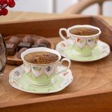Emsan Kır Çiçekleri 2 Kişilik Yeşil 80 ml Kahve Fincan Takımı