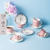 Emsan Romance 6 Kişilik New Bone Kahve Fincan Takımı Pembe 90 ml - Beyaz