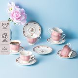 Emsan Romance 6 Kişilik New Bone Kahve Fincan Takımı Pembe 90 ml