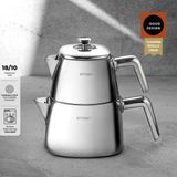Emsan Tea Time 1.00-2.00 lt Çaydanlık Takımı Gümüş Renk Paslanmaz Çelik Malzeme ile Üstün Kalite