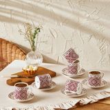 Emsan Verano New Bone 6 Kişilik 90 ml Bordo Kahve Fincan Takımı Zarif ve Şık Tasarım