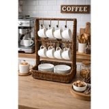 Emsay Store Hasır Çok Amaçlı Fincan & Takı Askılığı – Dekoratif Organizer Stand - 21.5x11.5x4/30 cm