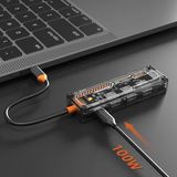 Emt Pazarlama® Ally 6in1 Type-C To Usb3.0 + Usb2.0 + Type-C Pd 100W + HDMI + VGA + 3.5mm Çoğaltıc Transparanı HUB-(5775)
