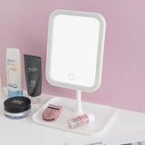 Emt Pazarlama® Dokunmatik LED Işıklı Kare Makyaj Aynası - Altı Organizer Kaseli, Ayarlanabilir Aydınlatmalı Masaüstü Makyaj ve Cilt Bakım Aynası